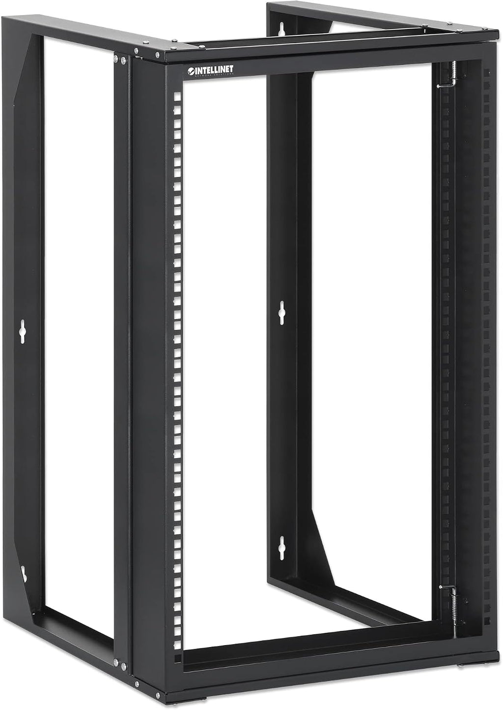 Intellinet 15U 19' 2 Post Open Frame Server Wall Mount Rack - 180 Degree Gate Swing, Flatpacked, Antistatic Powder Coated Steel – for IT Network Equipment & AV Devices – 3 Yr Mfg Warranty – 716208
