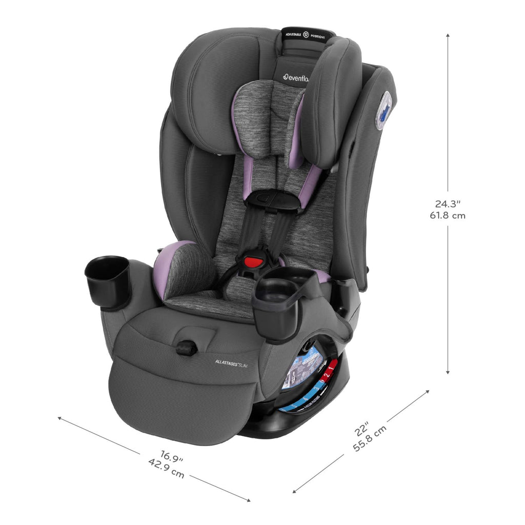 Evenflo All4Stages Slim Plus Canopy 4-in-1 Convertible Car Seat (Bodie Gray)