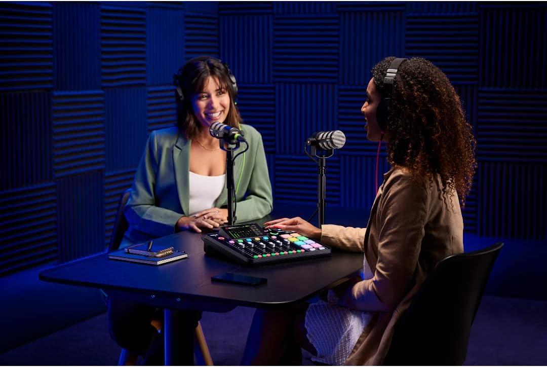 Rode RODECaster Pro II Audio Production Studio Bundle with 2x Zoom ZDM-1 Podcast Mic Packs, StreamEye Adjustable Boom Arms, 32GB microSD Card and StreamEye Polishing Cloth