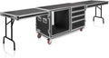 Sound Town Heavy-Duty 1/2' (12mm) Plywood Shock Mount 12U Workstation Rack Case with 4 Drawers and 2 Tables for Customizable Stage and Studio Equipment Storage, Pro Tour Grade (STRC-SP12U4DT2)