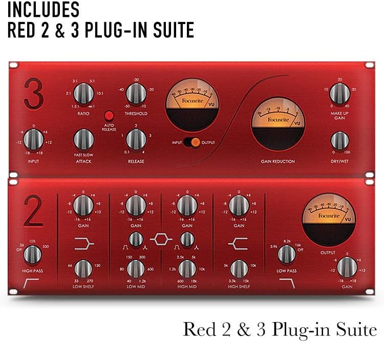 Focusrite Scarlett 2i2 Studio 3rd Gen USB Audio Interface and Recording Bundle with Monitors, Boom Microphone Stand, Microphone Cable, Pop Filter and Interconnect Cable (6 Items)
