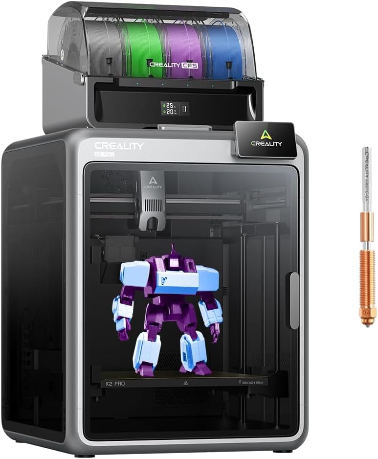 Official Creality K2 Pro Combo 3D Printer, Multicolor 3D Printers with CFS, 600mm/s Printing Speed 300℃ Direct Drive Extruder Chamber Heating Dual AI Cameras, Printing Size 11.81x11.81x11.81 inch