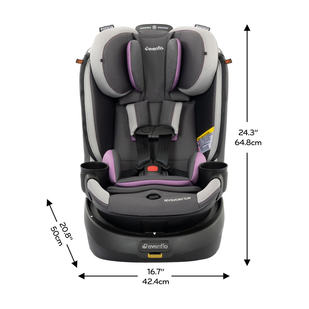 Evenflo Revolve360 Slim 2-in-1 Rotational Car Seat with Quick Clean Cover (Sutton Purple)