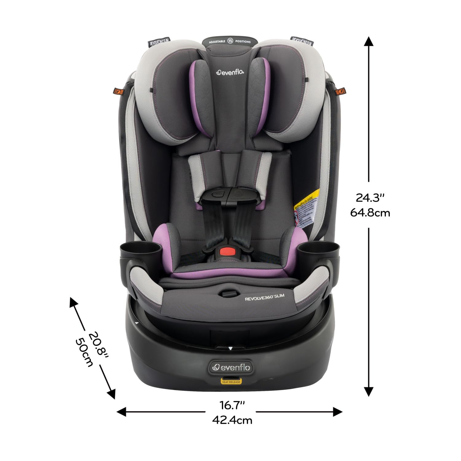 Evenflo Revolve360 Slim 2-in-1 Rotational Car Seat with Quick Clean Cover (Sutton Purple)