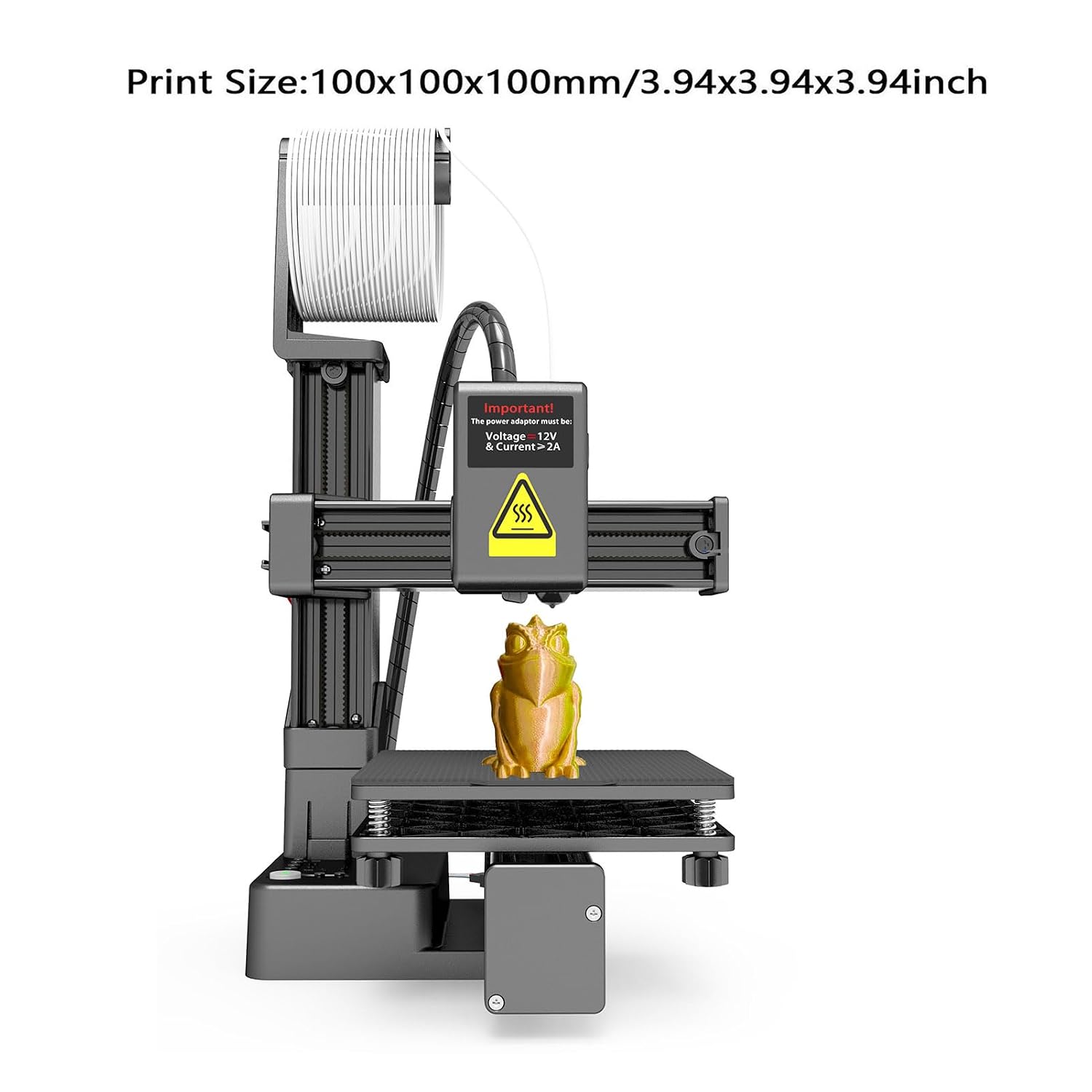 Mini 3D Printer, 3D Printers for Beginners, High Speed & Precision Frequency Division Multiplexing 3D Printer, Printing Size 100 x 100 x 100mm / 4 x 4 x 4in (Black)