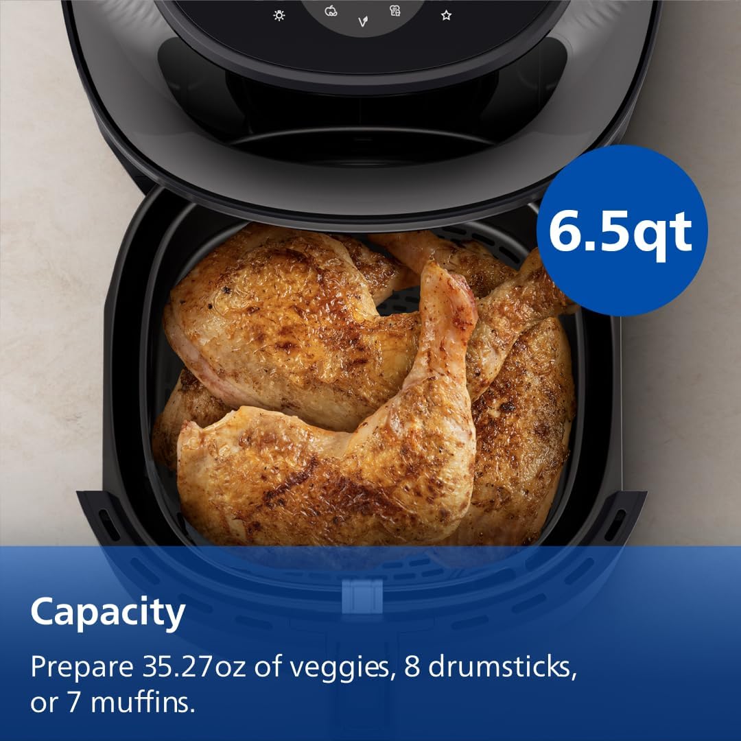 Philips Airfryer 3000 Series - Premium 6.5qt Airfryer with Window, RapidAir Plus Technology, 16 Ways to Cook, 90% Less Fat, Easy to Clean, Touchscreen, Energy Saving (NA330/00)