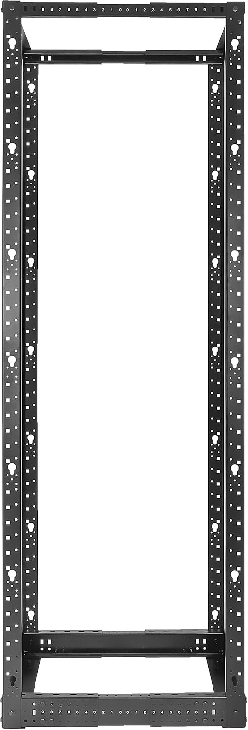 Intellinet 45U 19' 4 Post Open Frame Server Wall Mount Rack - Flatpacked, Antistatic Powder Coated Steel – for IT Network Equipment & AV Devices – 3 Yr Mfg Warranty – 716406