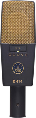 AKG Pro Audio C414 XLII Studio Grade Professional Large Diaphragm, Dual-Capsule, Vocal and Instrument Condenser Microphone with Rugged Aluminum Carrying Case. XLR Connector. Gray with Gold
