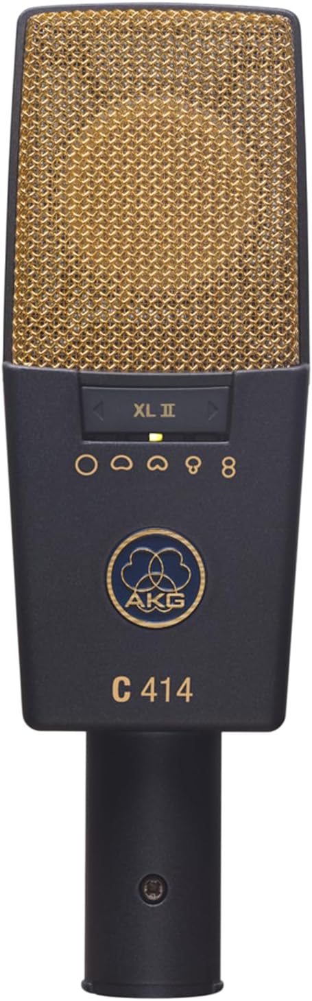 AKG Pro Audio C414 XLII Studio Grade Professional Large Diaphragm, Dual-Capsule, Vocal and Instrument Condenser Microphone with Rugged Aluminum Carrying Case. XLR Connector. Gray with Gold