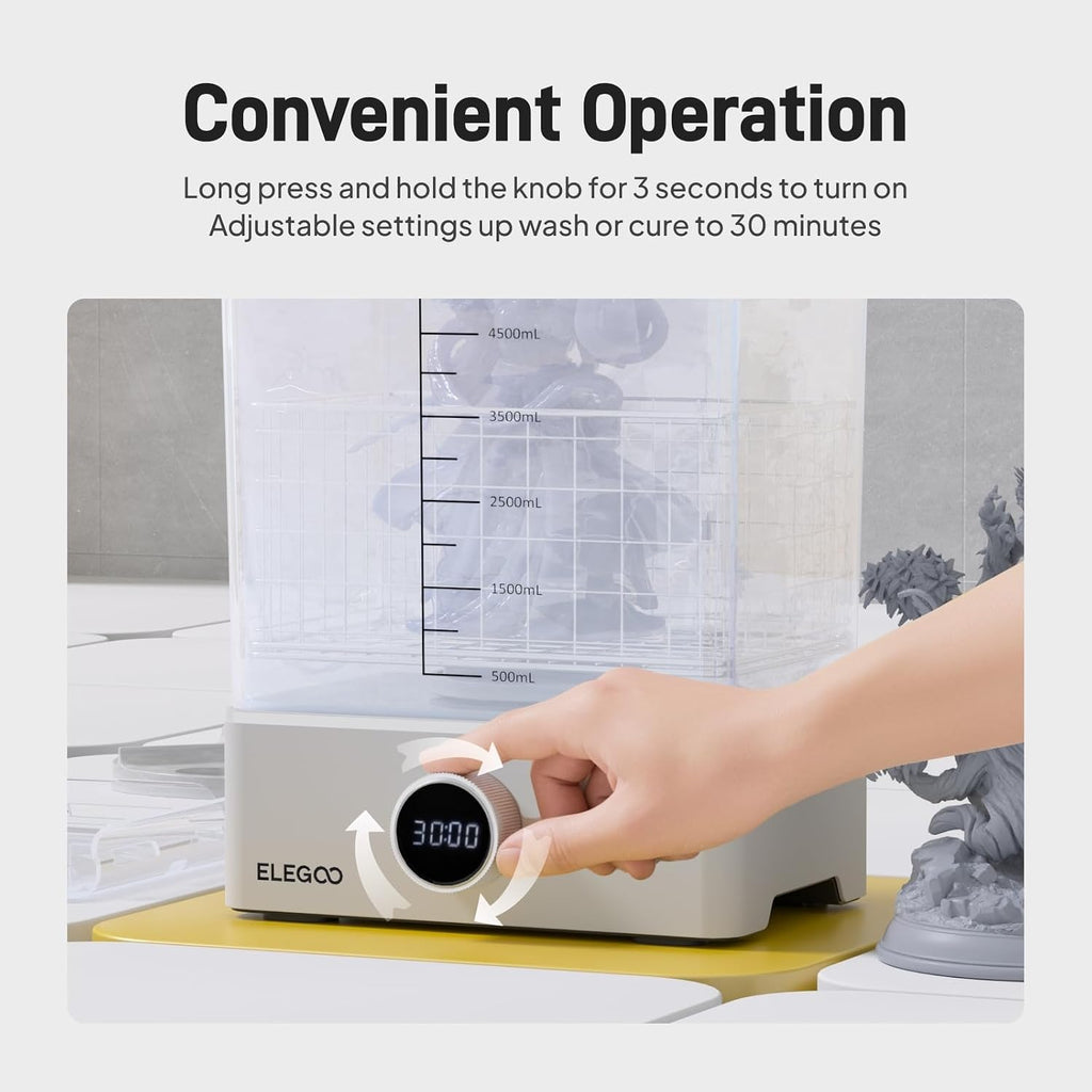 ELEGOO Mercury XS Bundle, Wash and Cure Machine for Large Resin 3D Printed Models, Compatible with Saturn and Mars LCD 3D Printers, with a Handheld UV Lamp