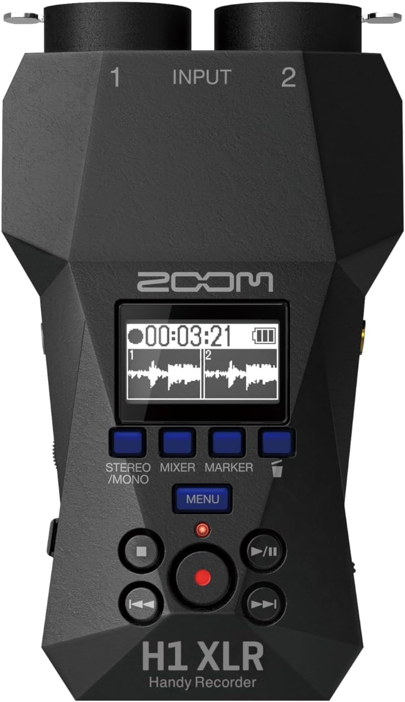 Zoom H1 XLR 2-Channel Recorder for Musicians, Filmmakers & Podcasters with 2 XLR/TRS Locking Inputs, 3.5mm Stereo Mic/Line in, and 32-Bit Float