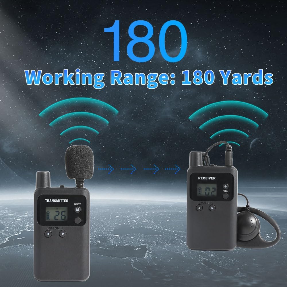 AGJ Wireless Tour Guide System, Tour Guide Microphone, Tour Guide Headsets 1 Transmitter 10 Receivers 1 Charger Court Church Translation Assisted Listening System for Factory School