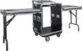Sound Town Heavy-Duty 1/2' (12mm) Plywood 14U PA DJ Rack/Road ATA Case with 11U Slant Mixer Top, 20'' Rackable Depth, 2 DJ Work Tables and Casters, 14-Space Size, Pro Tour Grade (STMR-14UWT2)