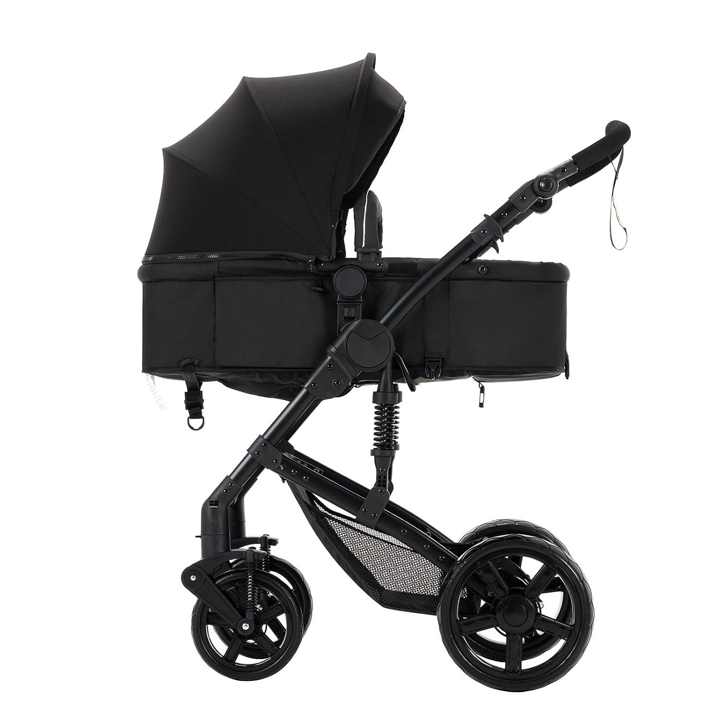 2 in 1 Baby Stroller, One Click Folding Convertible Newborn Infant parm, Reclining Buggy That can be Pushed Forward and Backward, New Born Pushchair 0-36 Month (2US588-BLACK)