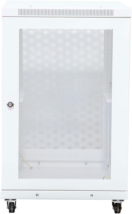 NavePoint 18U Network Cabinet with Perforated Door 18U Wall Mount Server Cabinet White 19' Rack for IT Equipment, AV Devices, Networking Equipment 33' Deep Mid-Depth Server Rack Enclosure