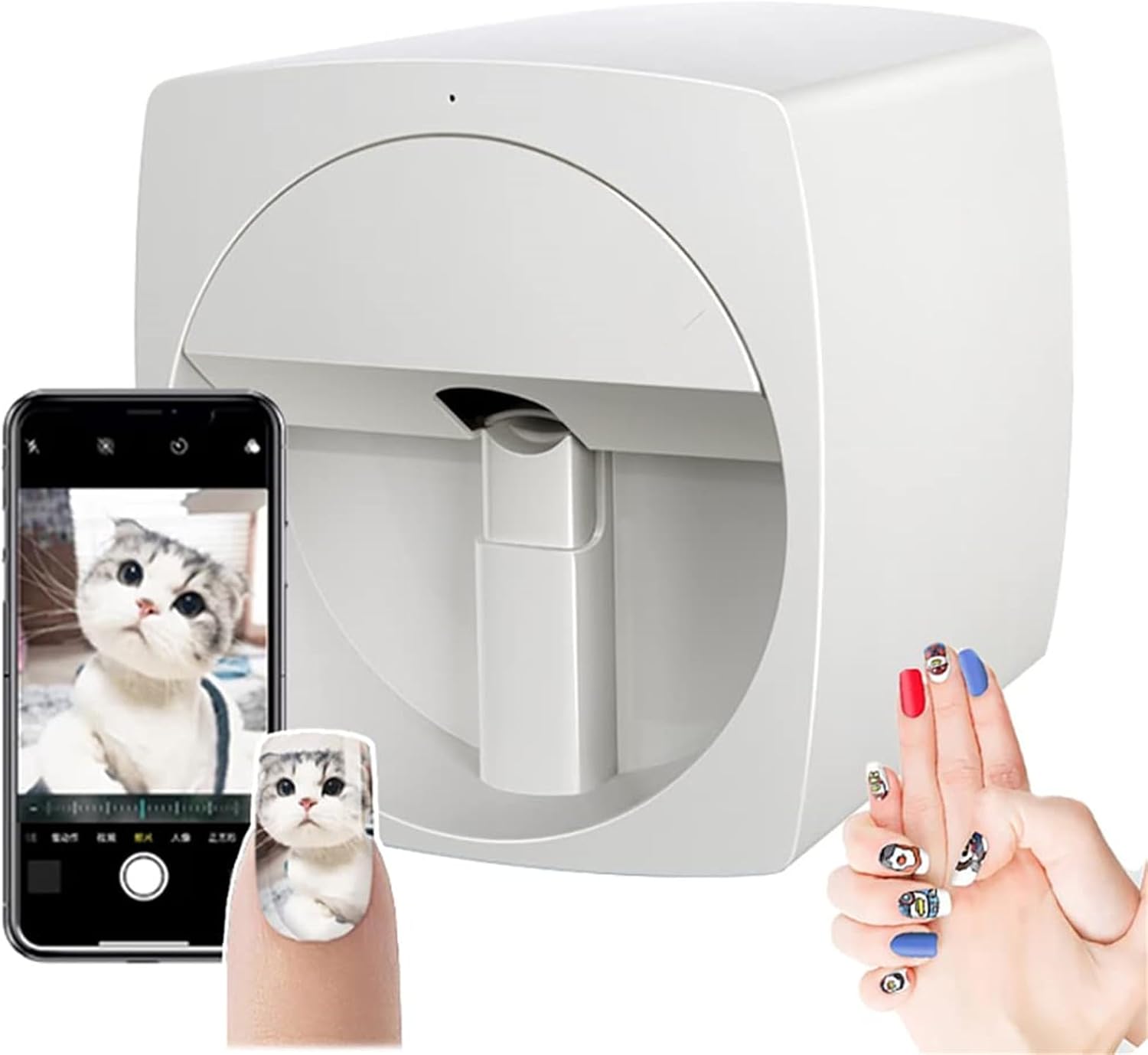 Portable 3D Nail Painting Machine - Digital Mobile Nail Art Printer Control Through Free Mobile App for DIY Nail Art at Home or Salon Gifts for Cute Girls and Women