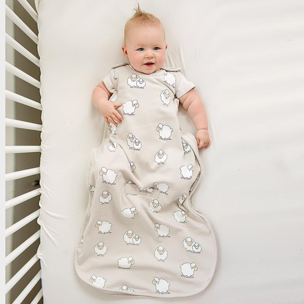 Woolino Merino Wool & Organic Cotton Baby Sleep Sack 2-24 Months – Ultimate 4-Season Baby Sleeping Bag, Universal Size Wearable Blanket, 2-Way Zipper & Adjustable Fit, Year-Round Use - Sheep