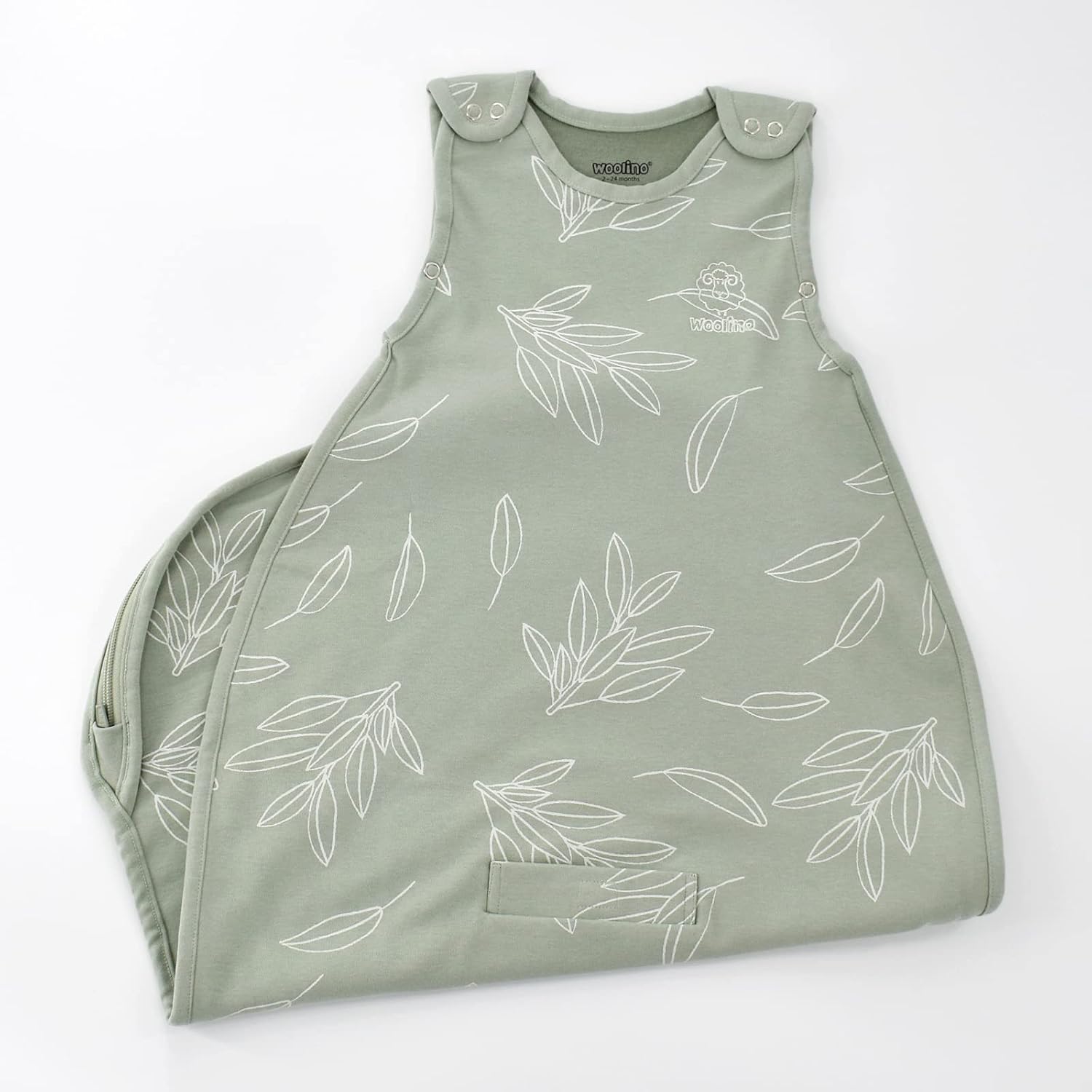 Woolino 4 Season Ultimate Baby Sleep Sack – Merino Wool Baby Sleeping Bag, Organic Cotton Outer, Temperature Regulating Wearable Blanket, All Season, 2 Months–2 Years - Sage