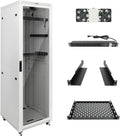 Tecmojo 42U Server Rack Network Cabinet 31.5' D x 23.6' W, Locking Data Cabinet Enclosure for 19' Server, Networking, AV & IT Equipment, Glass Door, White