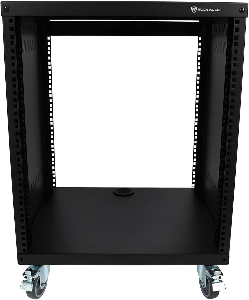 Rockville RR12U 12U Live Sound/Recording Studio Rack Case with Wheels, Reversible Rack Rails, Front & Rear Mounting, Cable Management Ports, 440lb Capacity