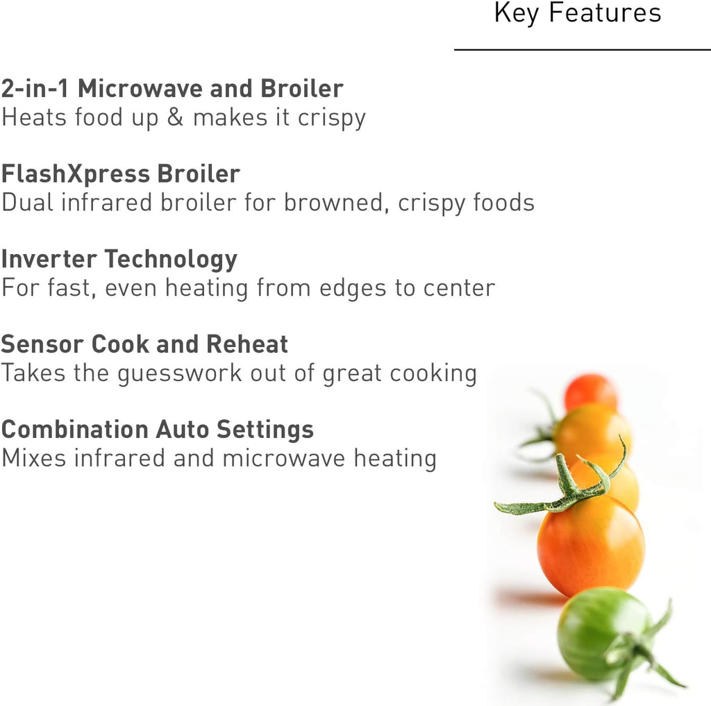 Panasonic 2-in-1 Microwave Oven with FlashXpress Broiler, Inverter Technology for Even Cooking and Smart Genius Sensor, 1000W, 1.2 cu.ft. Countertop - NN-GN68KS (Stainless Steel / Silver)