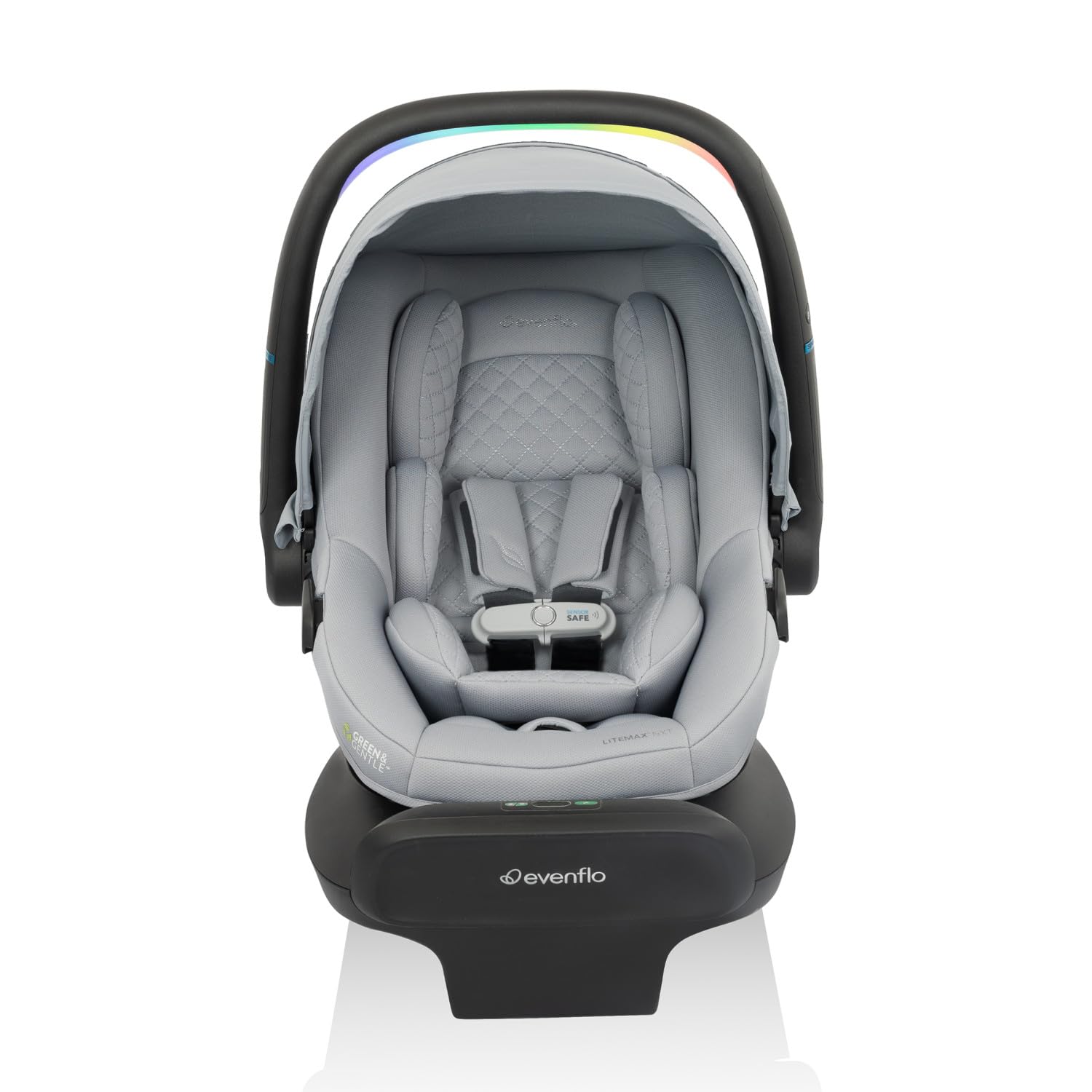 Evenflo LiteMax NXT Rear-Facing Lightweight Preemie and Infant Car Seat 3-30lbs with SensorySoothe. Easy Install with Base (Quartz)