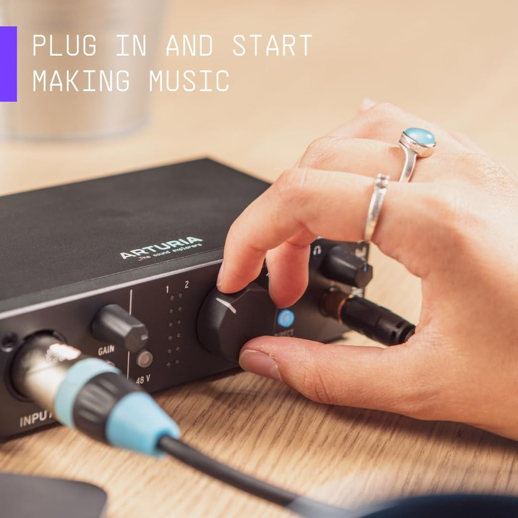 Arturia - MiniFuse 2 - Compact USB Audio & MIDI Interface with Creative Software for Recording, Production, Podcasting, Guitar - Black
