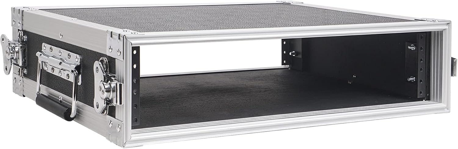 Sound Town 2U PA/DJ Rack/Road Case, 2-Space, with 16' Rackable Depth, Plywood, Metal Ball Corners - Pro Tour Grade (STRC-2U)