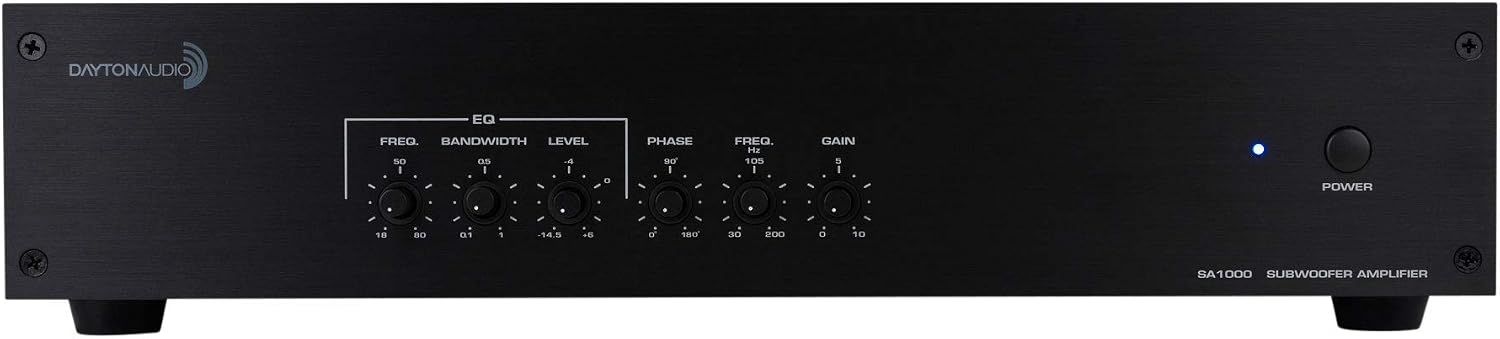 Dayton Audio SA1000 Subwoofer Amplifier, 1000-Watt Class-AB Power with Parametric EQ & Bass Controls, Rack-Mountable