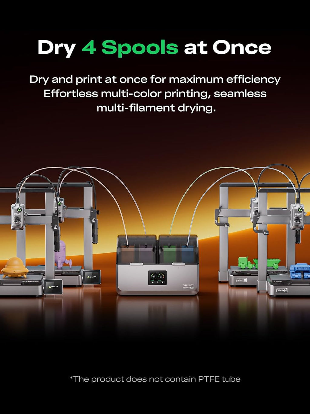 Creality Filament Dryer Box 4 Spools, Space Pi X4 Filament Storage Box, 200W PTC Heats Up to 85°C, Dual Heating Chambers, Fast Drying & Moisture-Free Storage, for PLA, PETG, TPU, ABS
