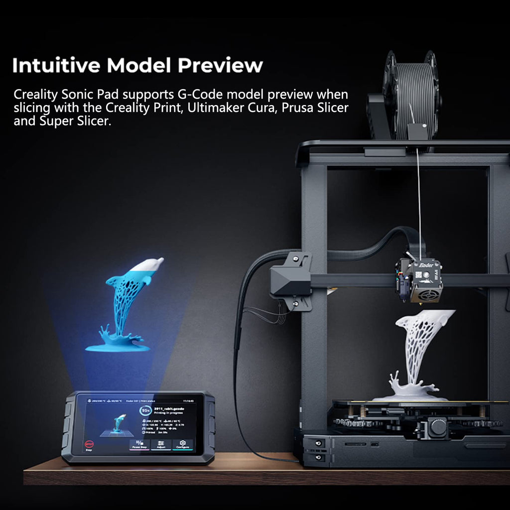 Creality Sonic Pad Klipper, 7 Inch Touch Screen 3D Printer Accessories Smart Pad Based on Klipper Firmware with Higher Printing Speed for Ender 3 V3 SE/Ender 3 Max Neo/Ender 3 V2/Ender 3 S1 3D Printer