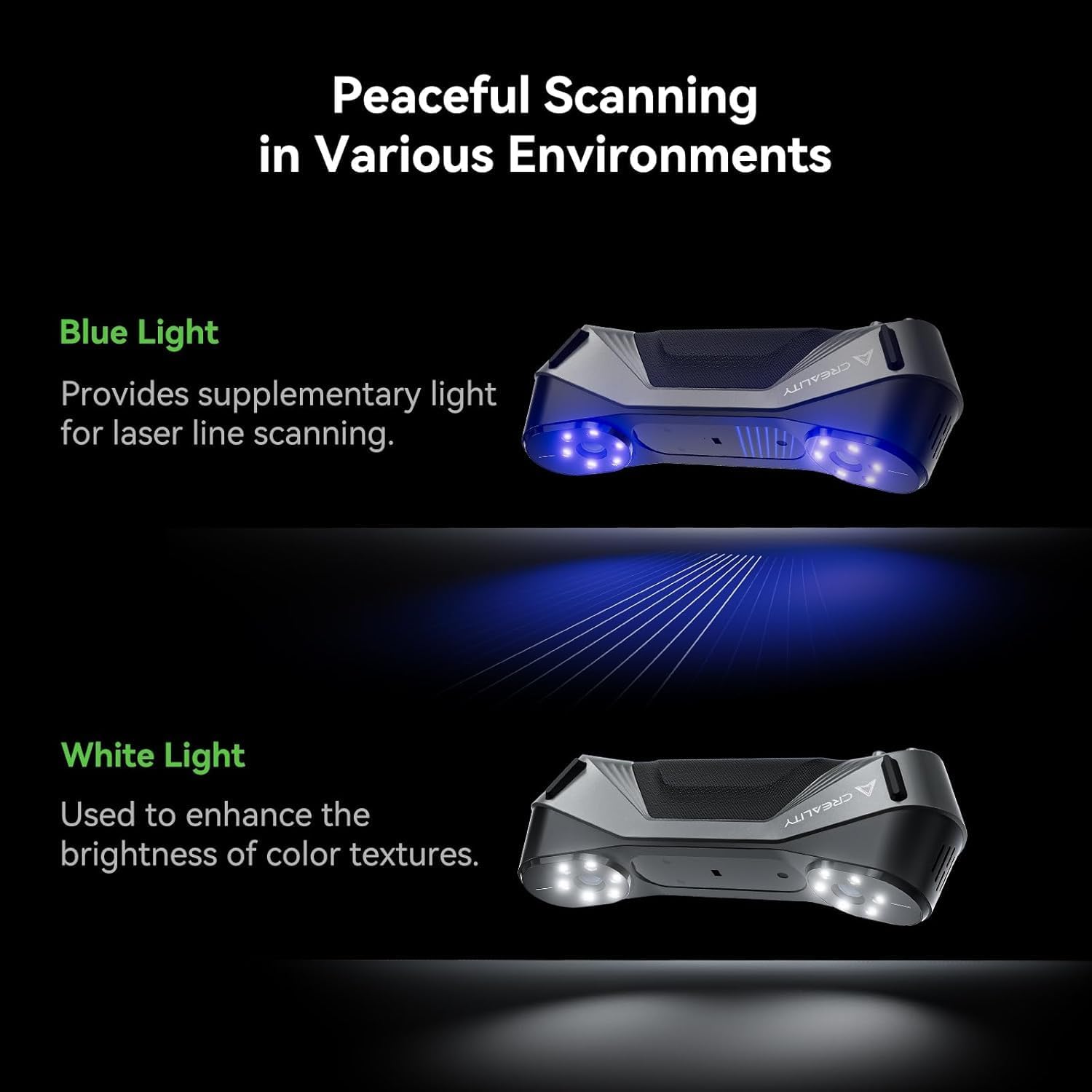 Creality 3D Scanner CR-Scan Raptor for 3D Printing, 60fps Multiple-line Blue & NIR Consumer Handheld Scanner 0.02mm Accuracy, Anti-Shake Tracking, 24-Bit Fast Full-Color Scanning for Windows macOS