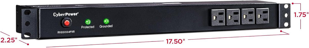 CyberPower RKBS15S4F8R Rackbar Surge Protector, 120V/15A, 12 Outlets, 15 Foot Power Cord, 1U Rackmount, UL Listed