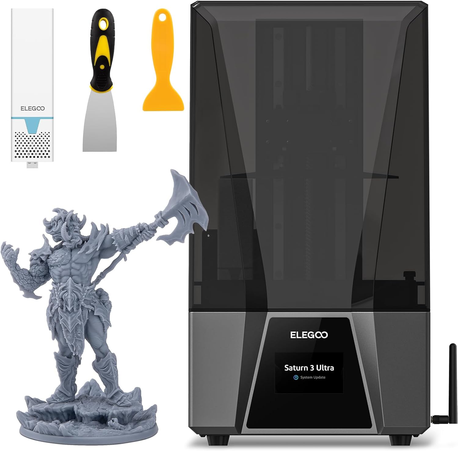 ELEGOO Saturn 3 Ultra 12K MSLA 3D Printer with 10' Monochrome LCD COB Refractive Light Source ACF Release Film WiFi Transfer Printing Size 218.88mm*122.88mm*260mm