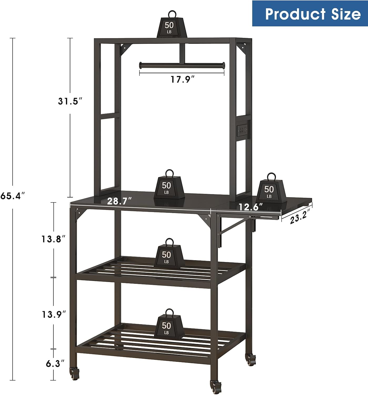 3D Printer Stand, Heavy Duty 3D Printer Table Stand with Filament Storage Rack, T-Shaped Spools Holder Rack with Wheels,3D Printer Workbench for 3D Printing Studio, Home Offi Workshop