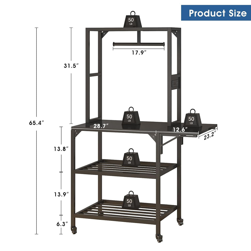 Runboll 3D Printer Stand, Heavy Duty 3D Printer Table Stand with Filament Storage Rack, T-Shaped Spools Holder Rack with Wheels,3D Printer Workbench for 3D Printing Studio, Home Office Workshop
