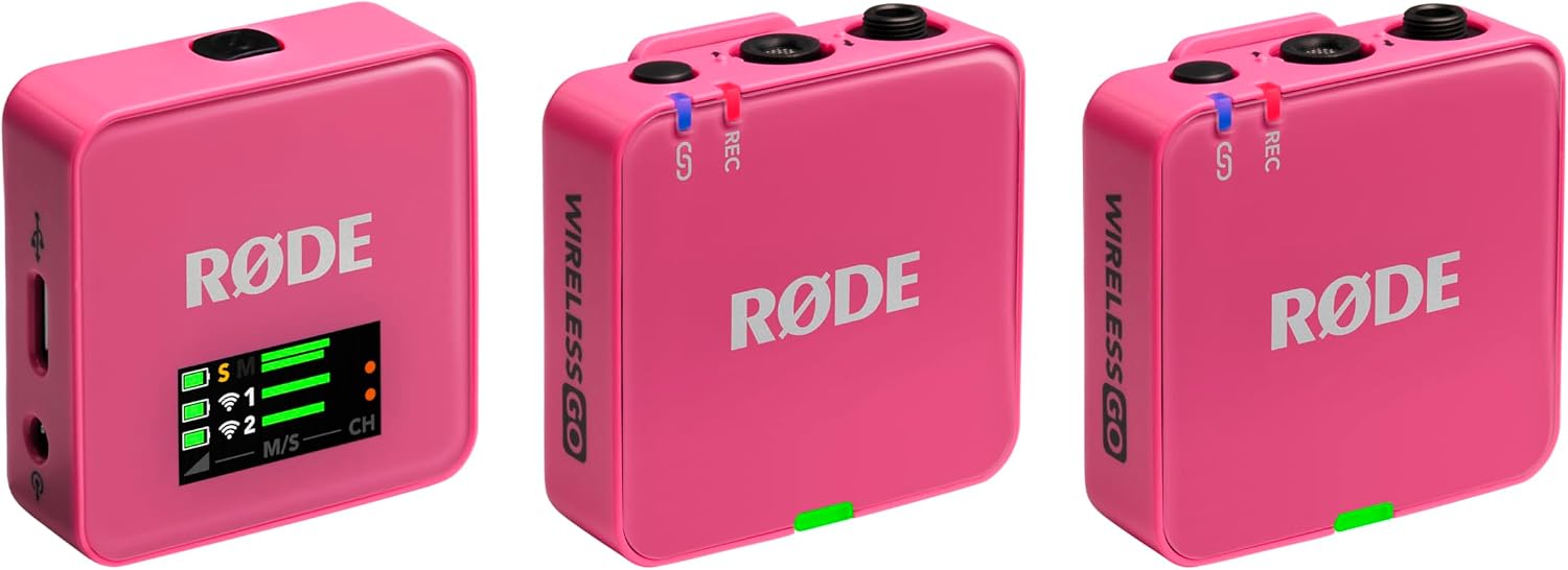 RØDE Wireless GO (Gen 3) – Compact Wireless Mic – Pristine Audio, 32-bit Float Recording, Automatic Level Control, for Phones, Cameras and Computers (Pink)