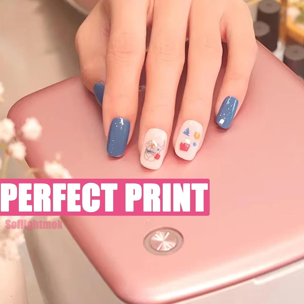 Nail Printer Nail Art Machine,Portable 3D Nail Painting Machine-Upgrade 2 Ink Cartridges,1000+ Designs, DIY Nail Printer Control Through Mobile App for Home Salon,Cute Girls Women Gift