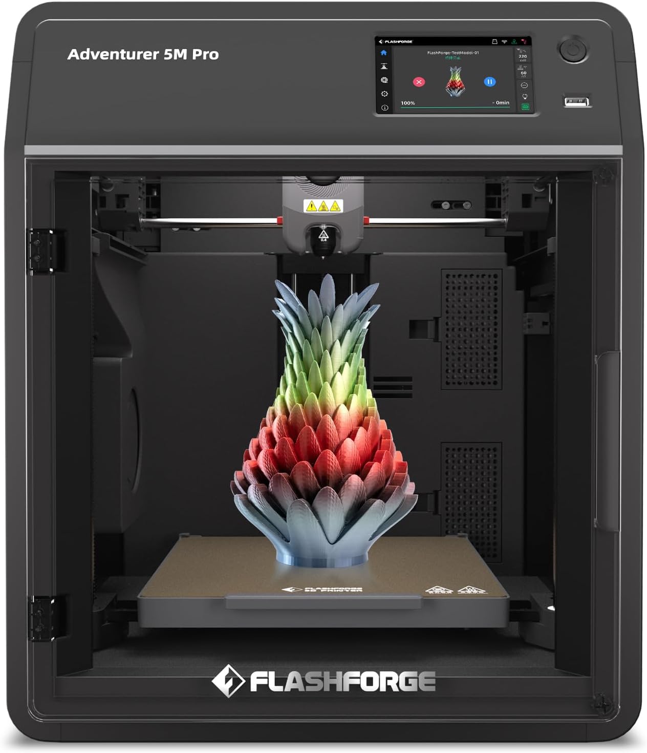 FlashForge Adventurer 5M Pro 3D Printer - 600mm/s Ultra-Fast Printing, Auto Leveling, Dual Filtration, Enclosed & Silent (50dB), 220x220x220mm Build Volume
