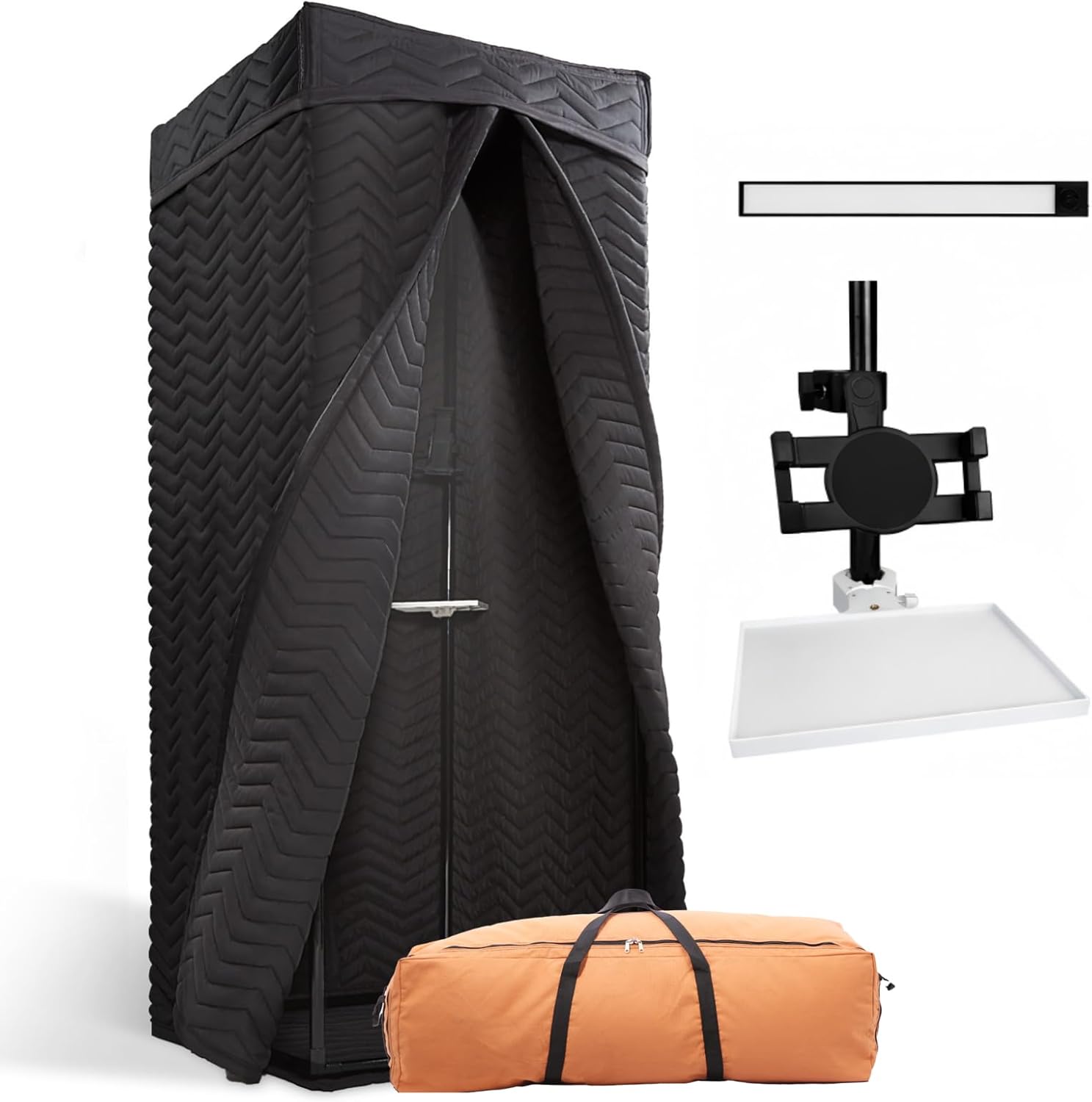 Portable Vocal Booth for Home Studio, Echo-Free Recording Booth for Voice Over, Podcast & Singing, 360° Reverb Isolation with Acoustic Blankets for Studio-Grade Sound