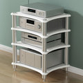 1 2 3 4 Tier AV Media Stand Component Cabinet Corner Shelf Wooden Stereo Cabinet Audio Rack Tower CD Player Stand for Home/Office/Audio Video/DJ/Theater ﻿ ﻿(White,4 Tier-60x50x80cm)