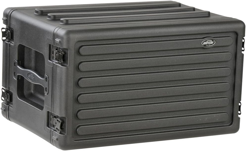 SKB 6U Shallow Roto Rack Case - Durable Polyethylene Gear Protector, Stackable, Waterproof with Twist Latches & Rubber Feet for Musicians, DJs, and A/V Equipment - Secure Transport & Storage Solution