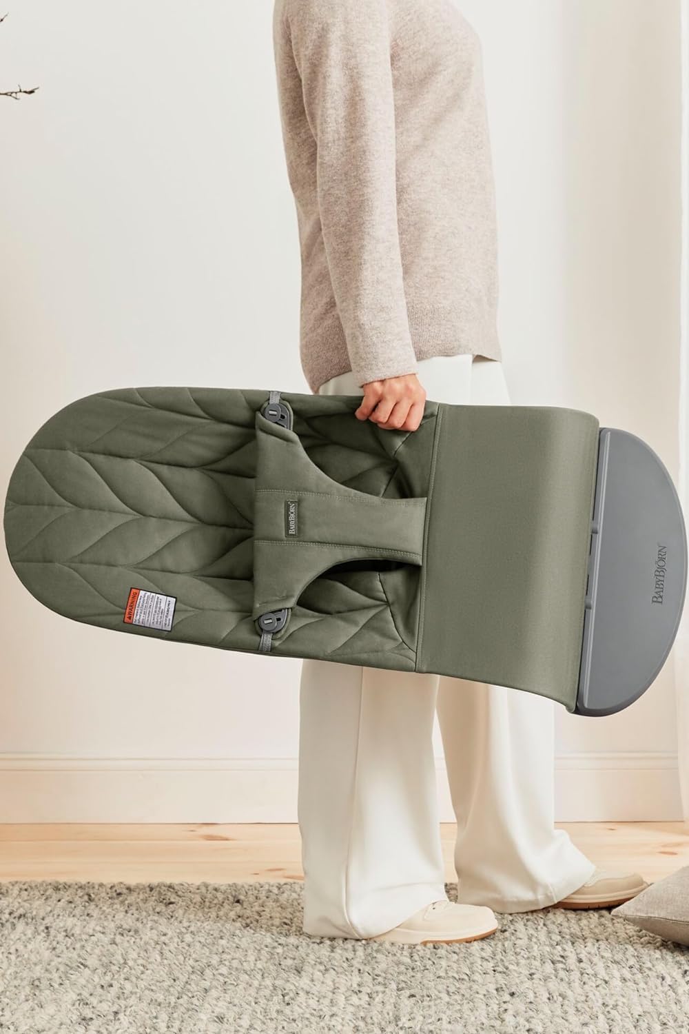 BabyBjörn Bouncer Bliss, Dark Green, Woven, Petal Quilt | 2-in-1 Adjustable Baby Bouncer Seat and Toddler Chair, Newborn to Toddler (8-29 lbs), 4 Positions, Lightweight & Portable