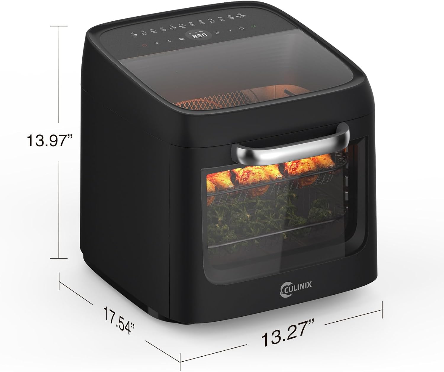 12L Air Fryer Toaster Oven Combo with 2 Viewing Windows, 12-IN-1 Multifunctional Digital Large Air Fryer with Rotisserie & Dehydrator, 8 Accessories Included, Black