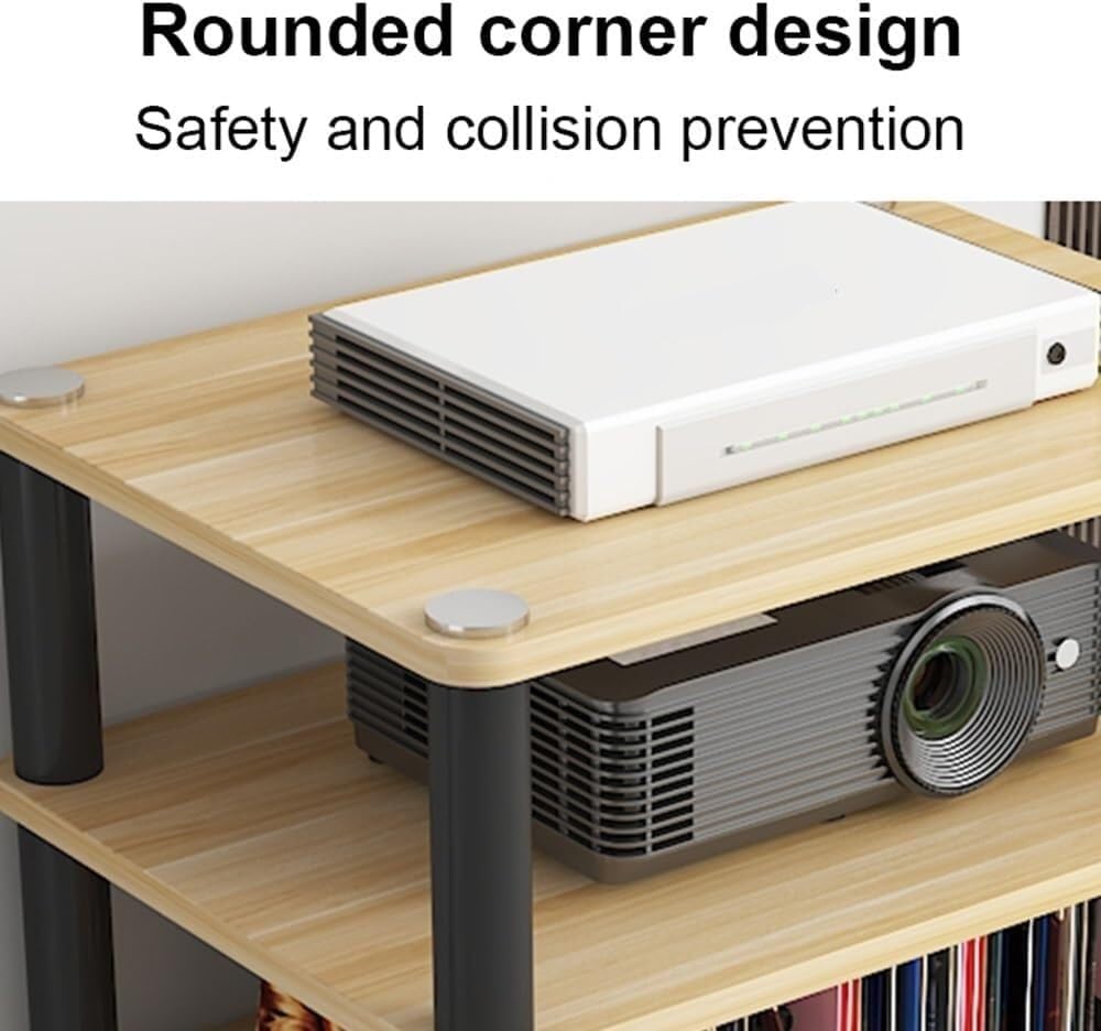 Record Player Shelf,Media Storage Cabinet Rack Tower, Modern Audio-Video Stand, 1/2/3/4-Tier Wood Stereo Cabinet(White,2 Tier)