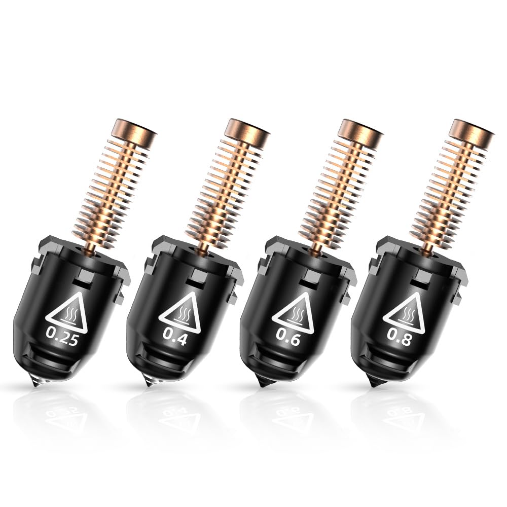 FLASHFORGE AD5M Series High Speed Nozzle Bundle, 32mm³/s High Flow, 35S Fast-Heat 200℃, 3S Quick-Release 0.25/0.4mm Copper Nozzle and 0.6/0.8mm Hardened Steel Nozzle Set, for All Your Printing Needs