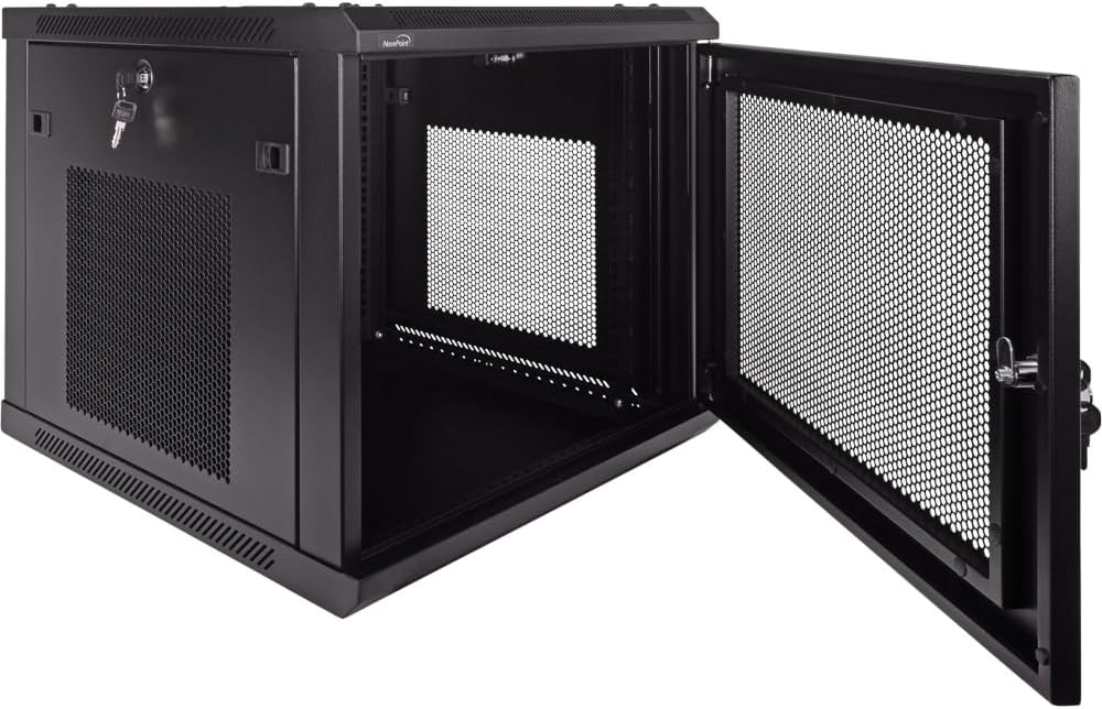 Navepoint 9U Deluxe IT Wallmount Cabinet Enclosure 19-Inch Server Network Rack with Locking Perforated Door 24-Inches Deep Black