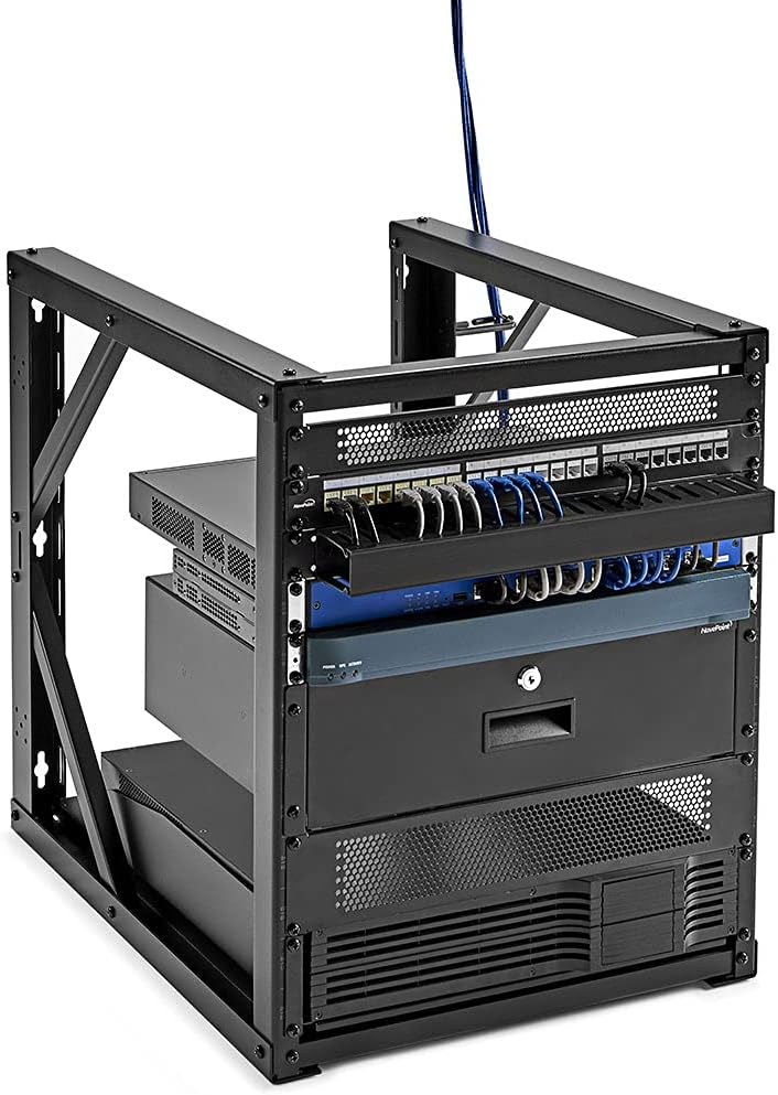NavePoint 9U Open Frame Wall Mount Server Rack for 19' Networking IT Equipment & A/V Gear, 24.81' Depth, 198 lbs Weight Capacity, 12-24 Threaded