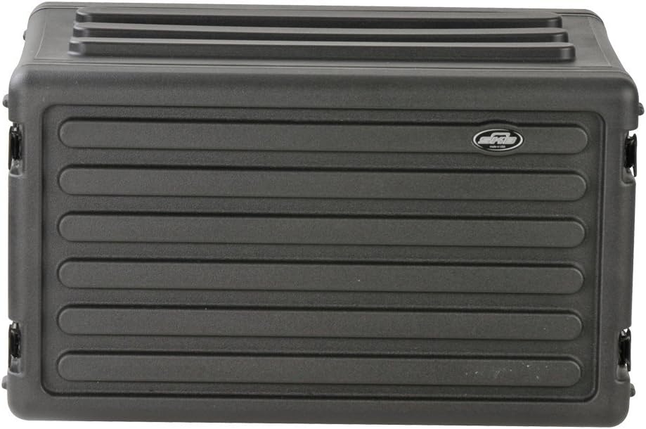 SKB 6U Shallow Roto Rack Case - Durable Polyethylene Gear Protector, Stackable, Waterproof with Twist Latches & Rubber Feet for Musicians, DJs, and A/V Equipment - Secure Transport & Storage Solution