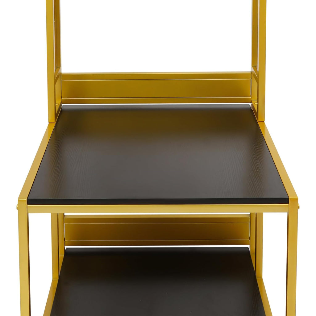 3D Printer Stand Double Layer 3D Printer Filament Storage Rack, Spools Holder Racks, Mobile Printer Table with Wheels for Studio Office Storage and Organization (Gold)
